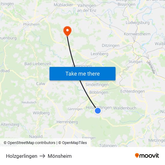 Holzgerlingen to Mönsheim map