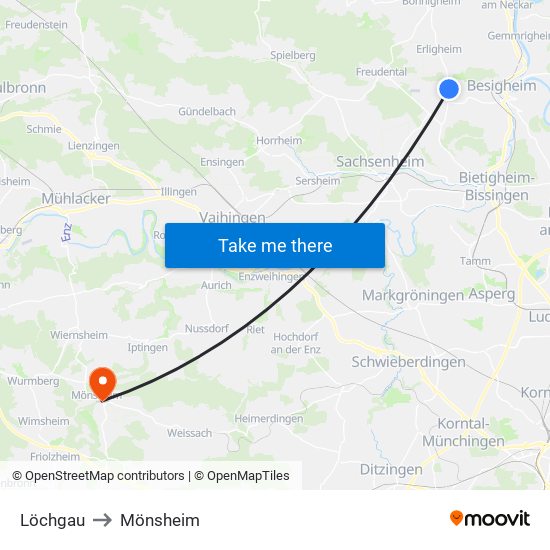 Löchgau to Mönsheim map