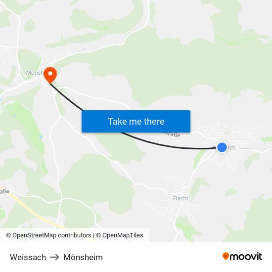 Weissach to Mönsheim map