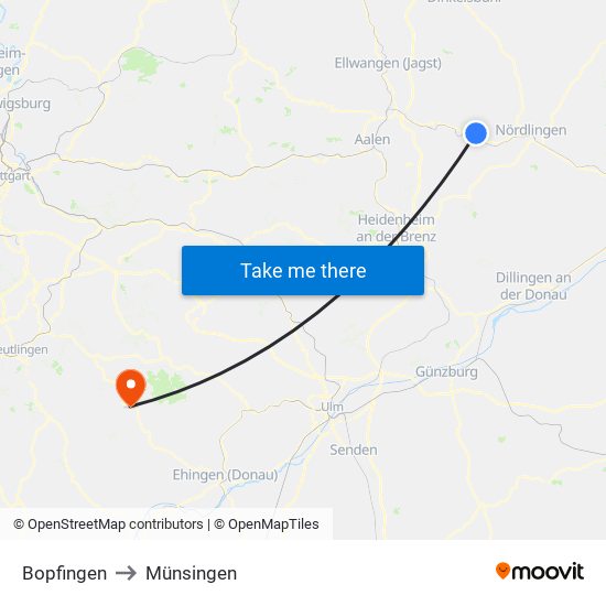 Bopfingen to Münsingen map