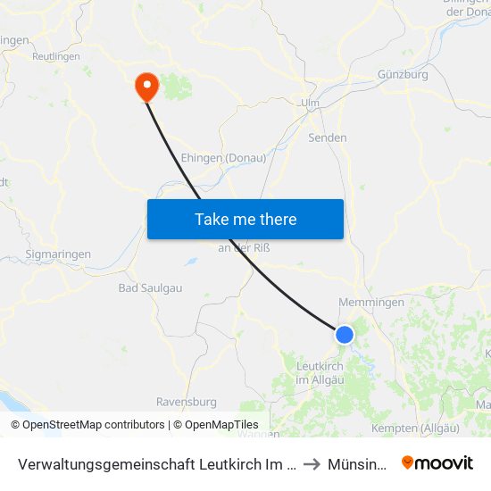 Verwaltungsgemeinschaft Leutkirch Im Allgäu to Münsingen map