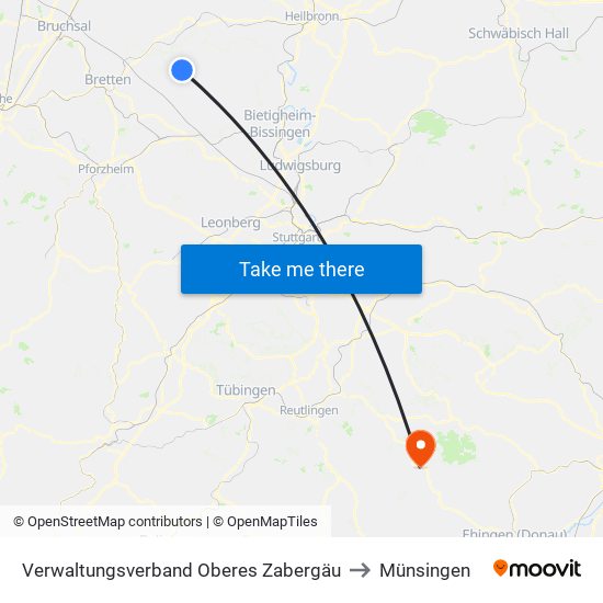 Verwaltungsverband Oberes Zabergäu to Münsingen map