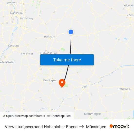 Verwaltungsverband Hohenloher Ebene to Münsingen map