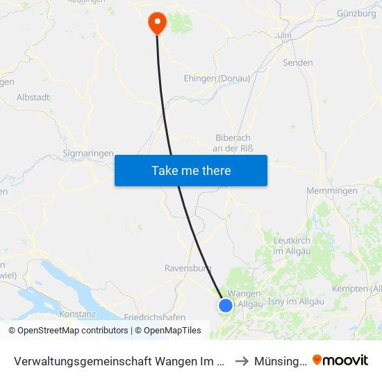 Verwaltungsgemeinschaft Wangen Im Allgäu to Münsingen map