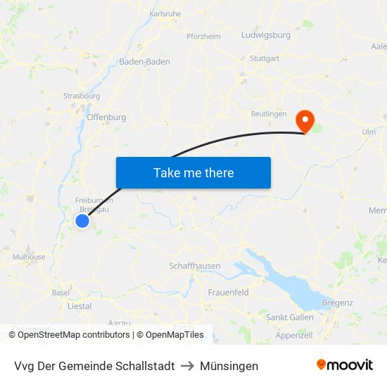 Vvg Der Gemeinde Schallstadt to Münsingen map