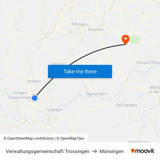 Verwaltungsgemeinschaft Trossingen to Münsingen map