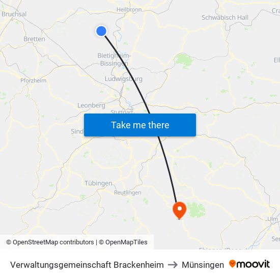 Verwaltungsgemeinschaft Brackenheim to Münsingen map