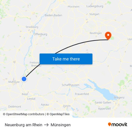 Neuenburg am Rhein to Münsingen map