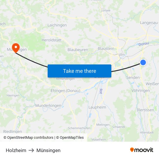 Holzheim to Münsingen map