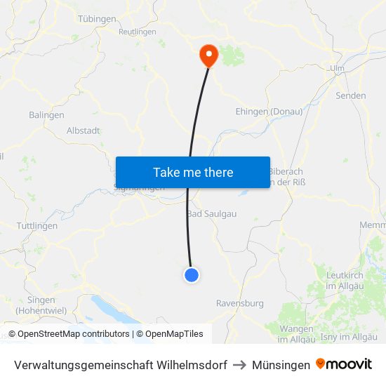Verwaltungsgemeinschaft Wilhelmsdorf to Münsingen map