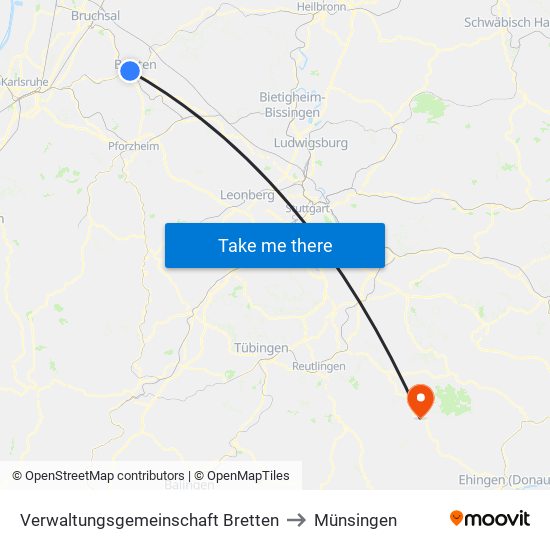 Verwaltungsgemeinschaft Bretten to Münsingen map