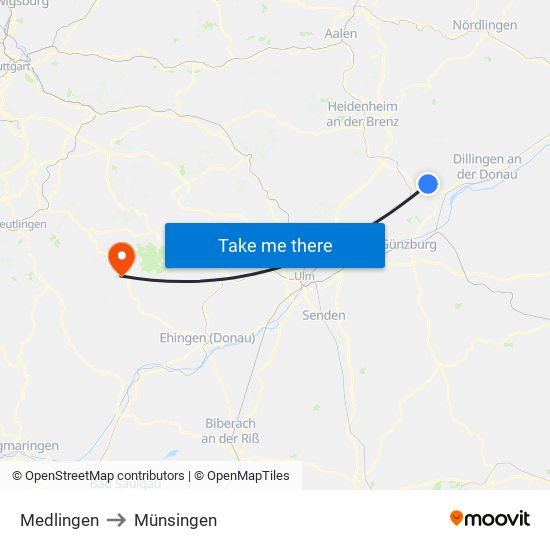 Medlingen to Münsingen map