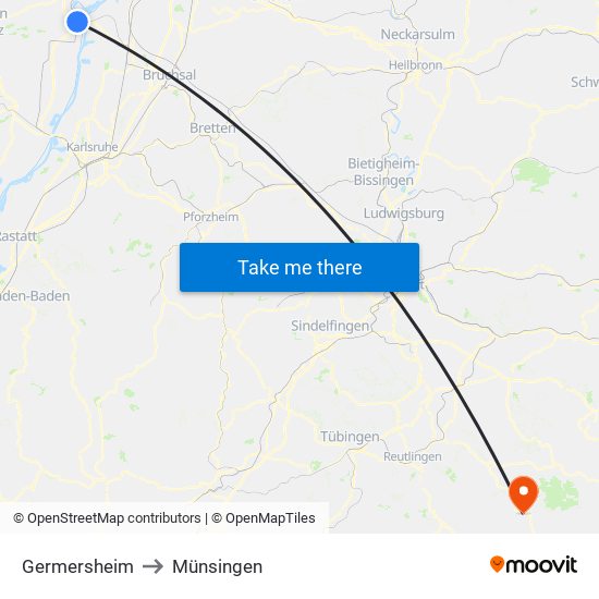Germersheim to Münsingen map