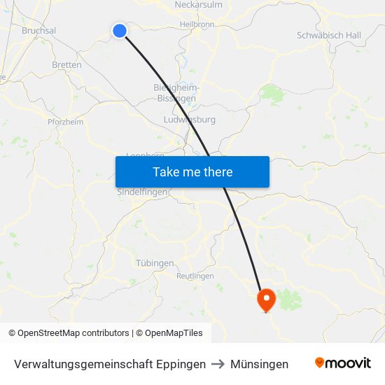 Verwaltungsgemeinschaft Eppingen to Münsingen map
