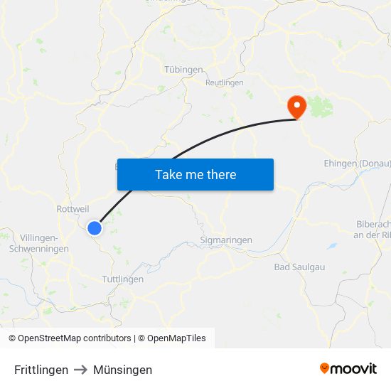 Frittlingen to Münsingen map