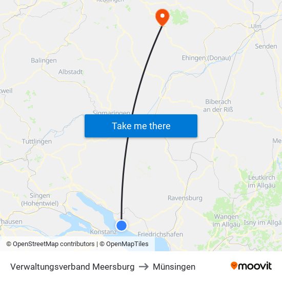 Verwaltungsverband Meersburg to Münsingen map