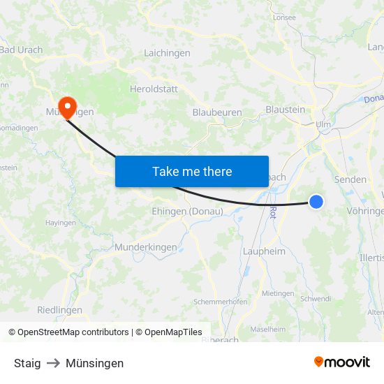 Staig to Münsingen map