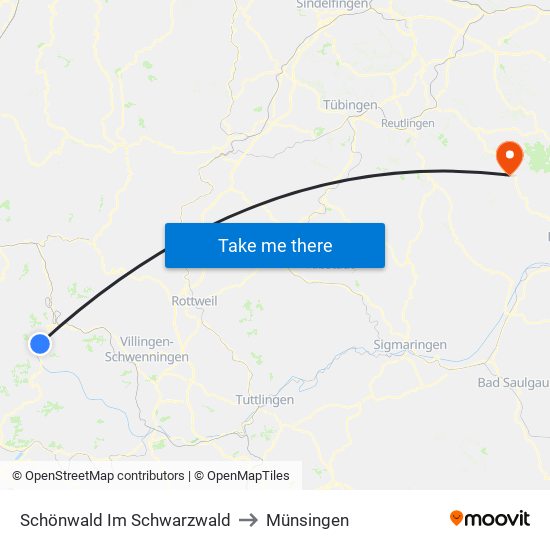 Schönwald Im Schwarzwald to Münsingen map