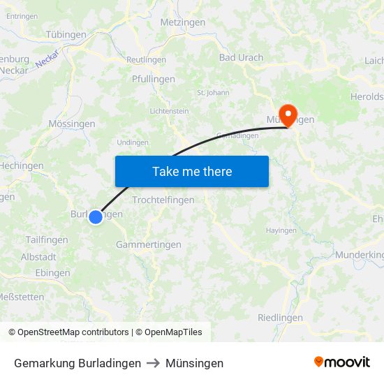 Gemarkung Burladingen to Münsingen map