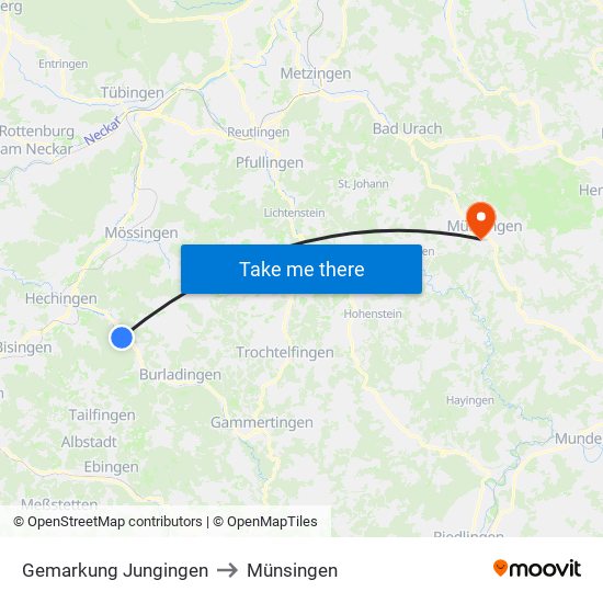 Gemarkung Jungingen to Münsingen map