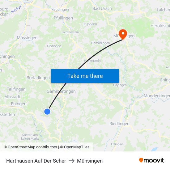 Harthausen Auf Der Scher to Münsingen map