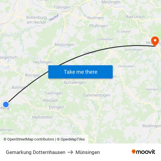 Gemarkung Dotternhausen to Münsingen map