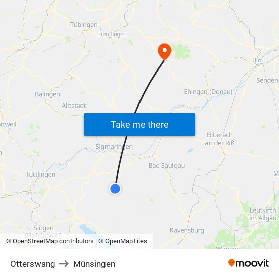 Otterswang to Münsingen map