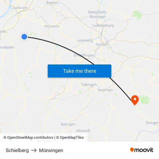 Schielberg to Münsingen map