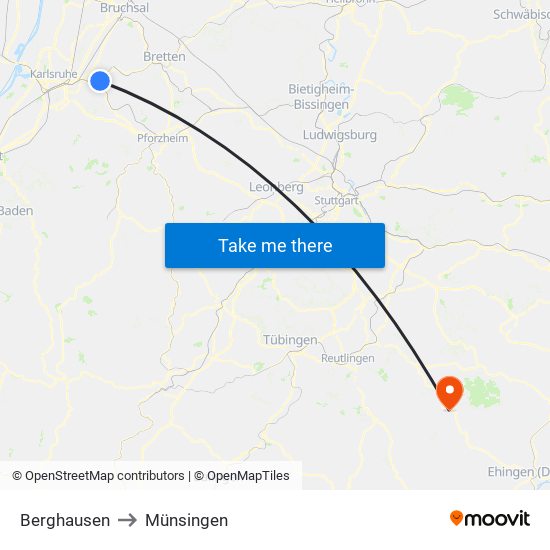 Berghausen to Münsingen map