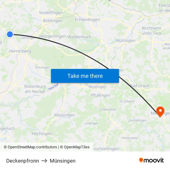 Deckenpfronn to Münsingen map