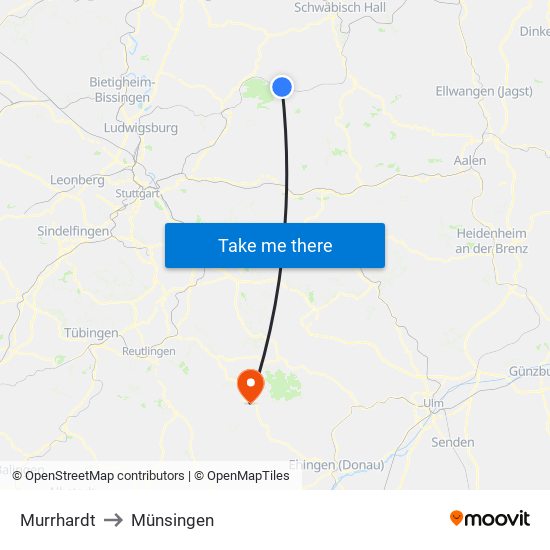 Murrhardt to Münsingen map