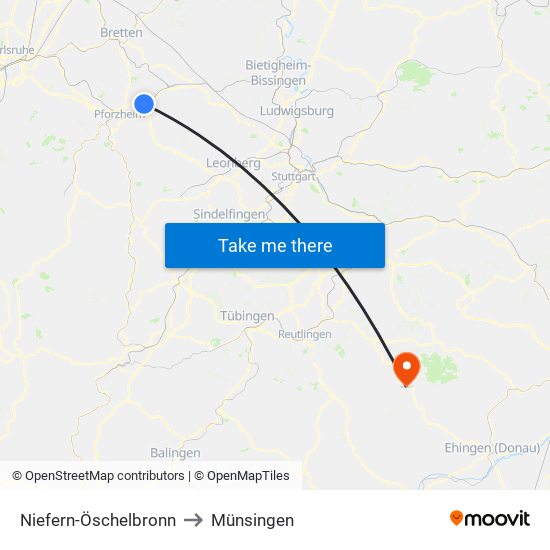 Niefern-Öschelbronn to Münsingen map