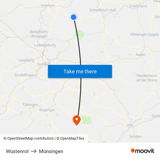 Wüstenrot to Münsingen map