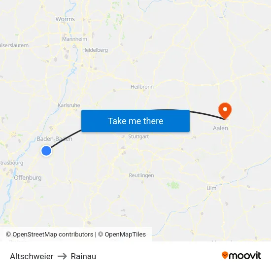 Altschweier to Rainau map