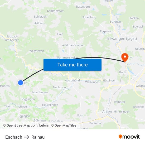 Eschach to Rainau map