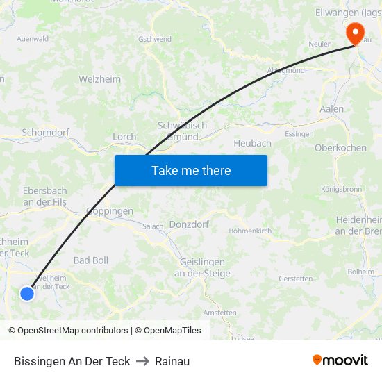 Bissingen An Der Teck to Rainau map