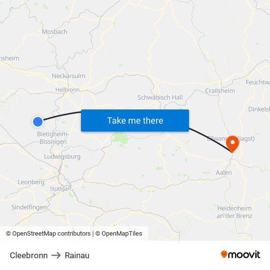Cleebronn to Rainau map