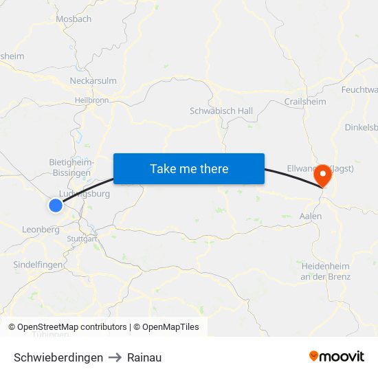 Schwieberdingen to Rainau map