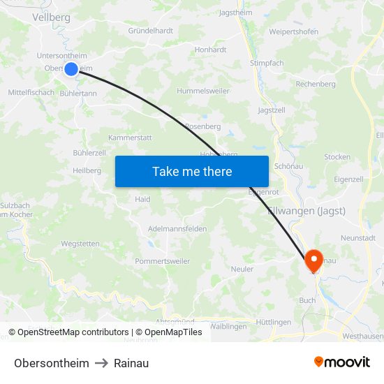 Obersontheim to Rainau map