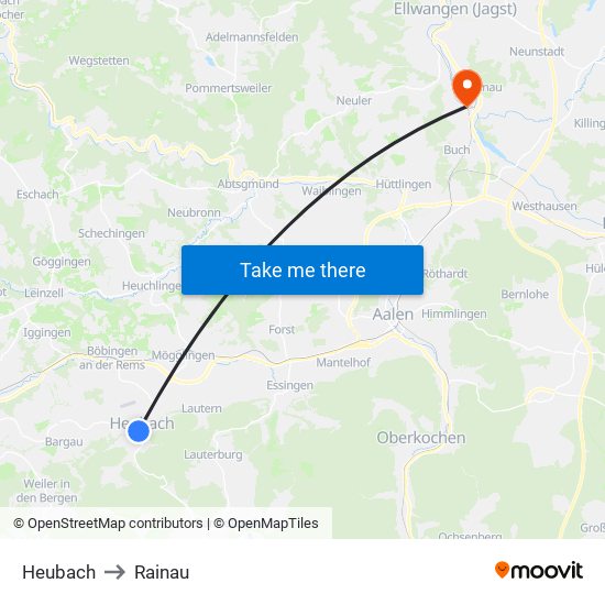 Heubach to Rainau map