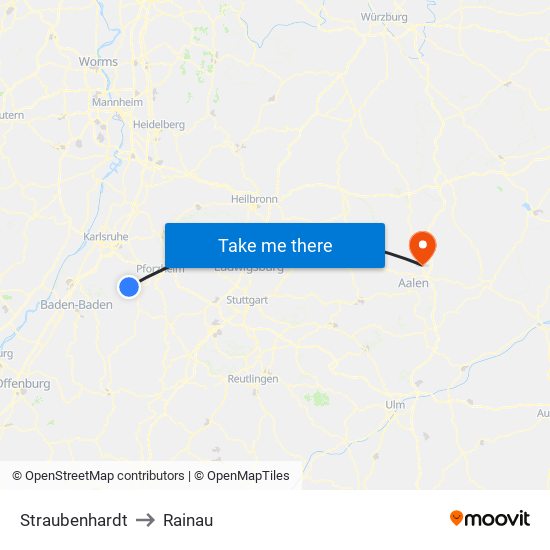 Straubenhardt to Rainau map