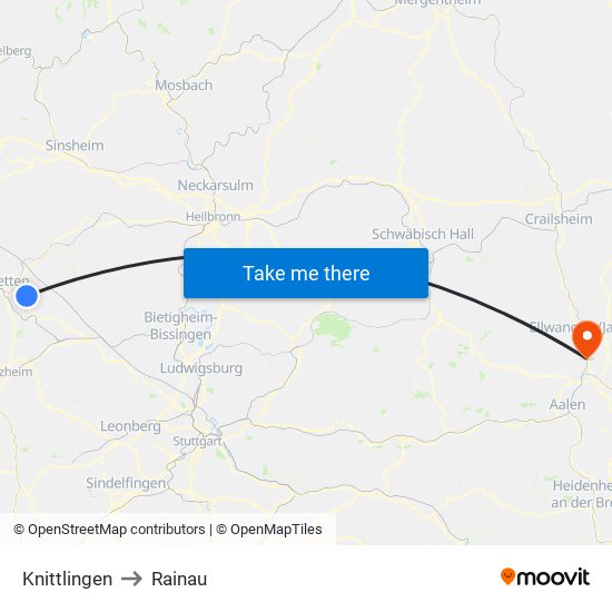 Knittlingen to Rainau map