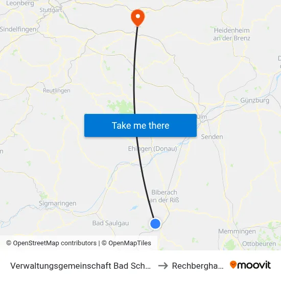 Verwaltungsgemeinschaft Bad Schussenried to Rechberghausen map