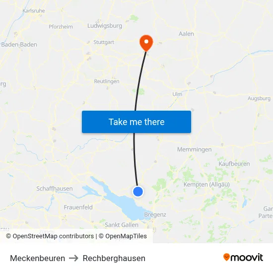 Meckenbeuren to Rechberghausen map