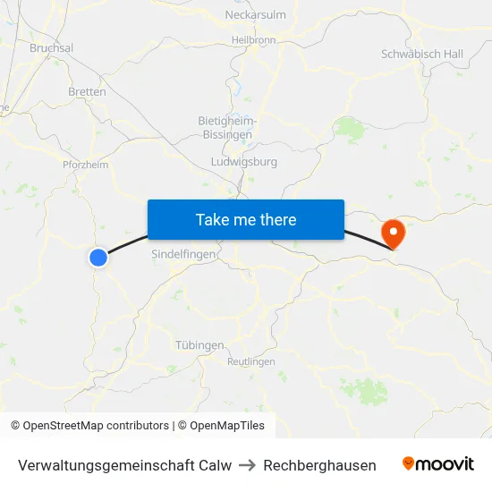 Verwaltungsgemeinschaft Calw to Rechberghausen map