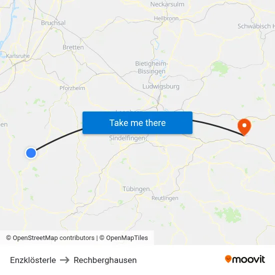 Enzklösterle to Rechberghausen map
