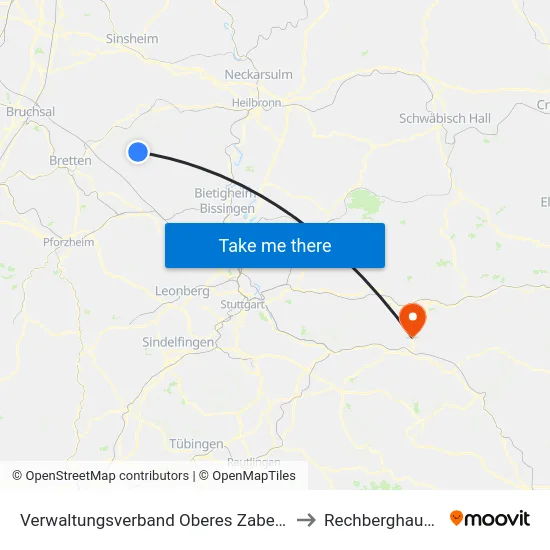 Verwaltungsverband Oberes Zabergäu to Rechberghausen map