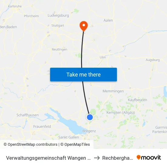 Verwaltungsgemeinschaft Wangen Im Allgäu to Rechberghausen map