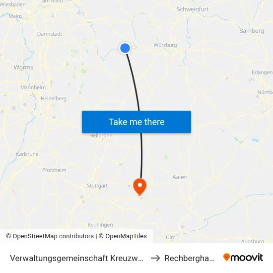 Verwaltungsgemeinschaft Kreuzwertheim to Rechberghausen map