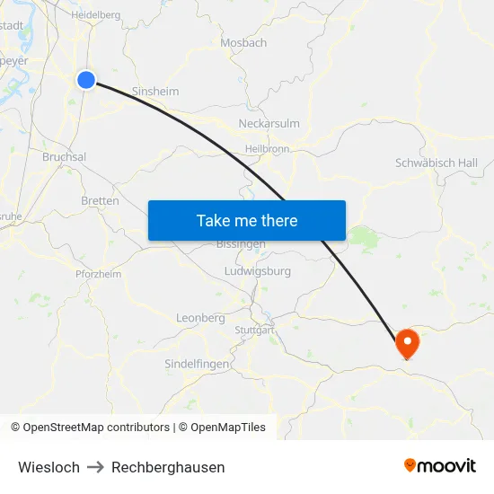 Wiesloch to Rechberghausen map
